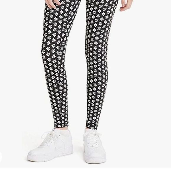 Levi’s Daisy Print High Rise Logo Black White Yoga Athletic Sporty Leggings XS - Picture 7 of 8